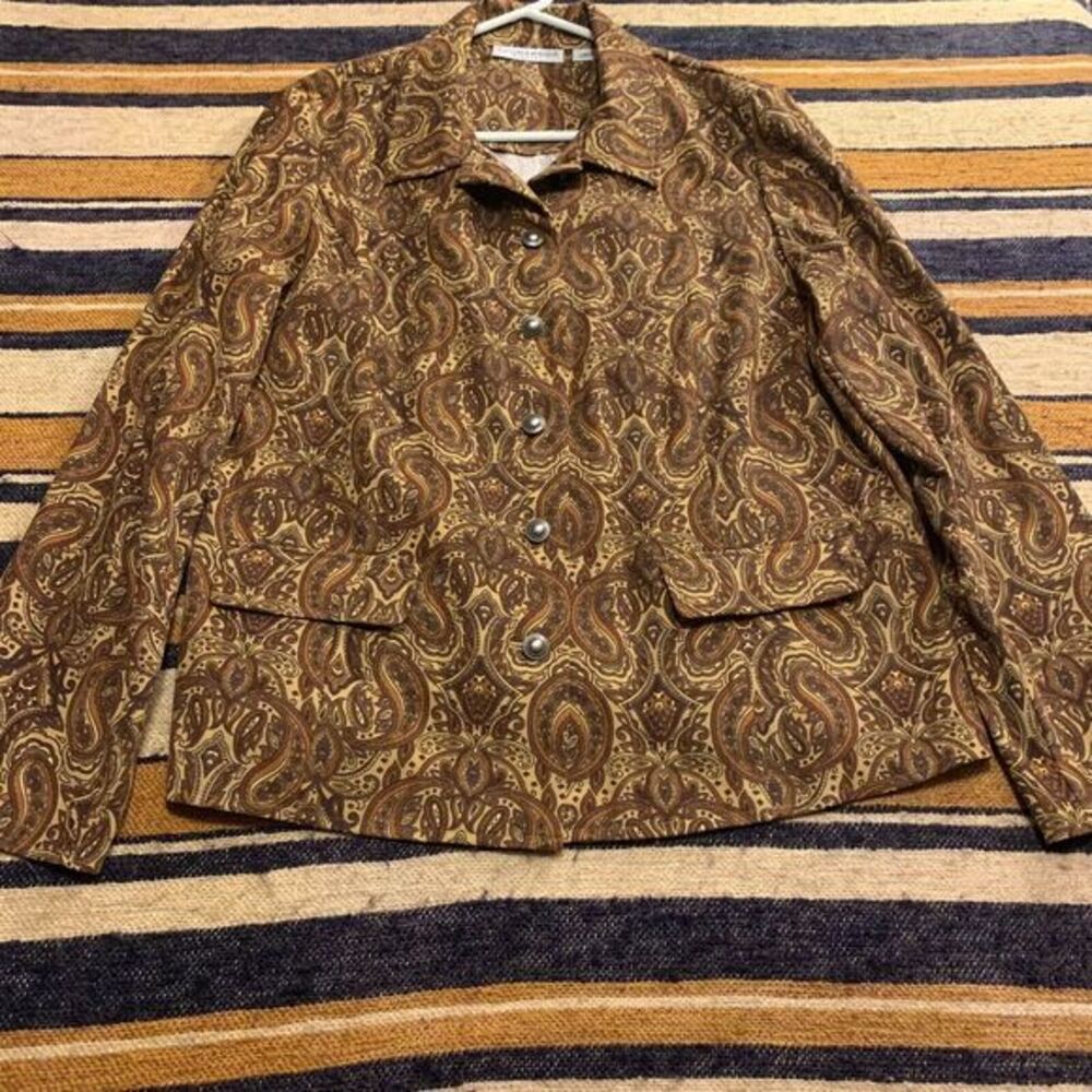 Vintage Blazer Jacket 90s Y2K Sag Harbor Tapestry Paisley Boho‎ Large